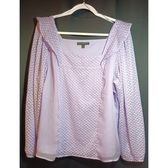 Banana Republic Tops - Banana Republic Factory Womens XL Lilac Sea Square Neck Ruffle Dot Blouse